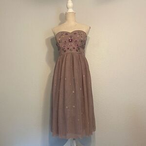Modcloth Purple Embroidered Sweetheart Neck Cocktail Chic Midi Dress Sz 1X NEW